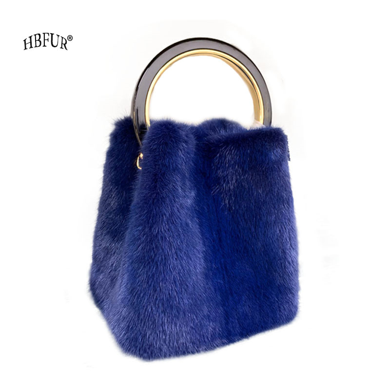 Luxury Bags Blue - Роскошная сумка из натурального меха норки,